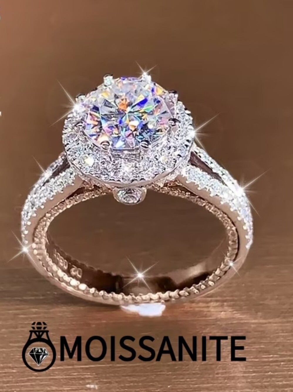 Luxe 18K Gold-Plated 2 Carat Moissanite Ring. NWT Size 7